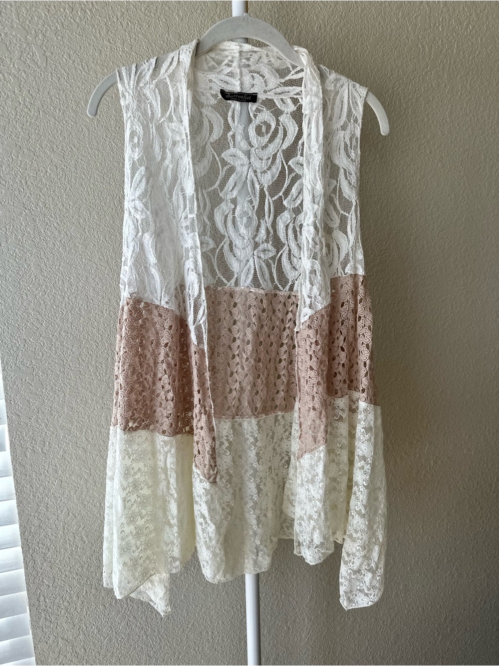 Surrealist made in the USA romantic boho festival style tiered lace vest small